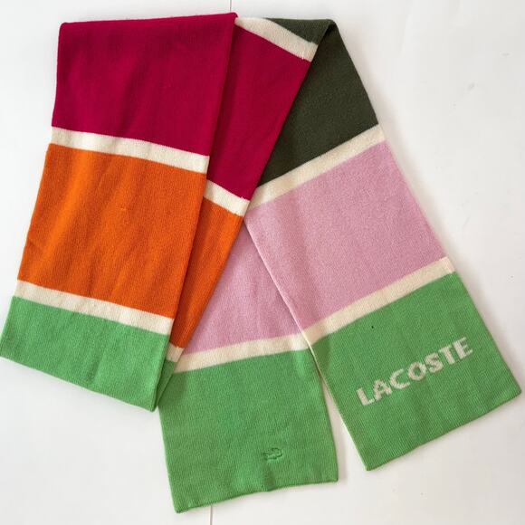 Lacoste Wool Scarf Multicolor Striped Colorblock - Picture 4 of 9